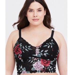 BLACK LACE & FLORAL BRALETTE